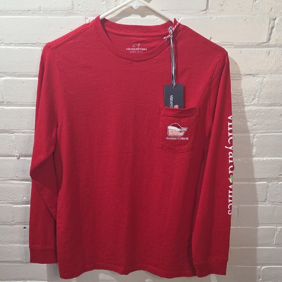 Vineyard Vines Boy's Classic Red Long Sleeve Tee NWT - Picture 1 of 7